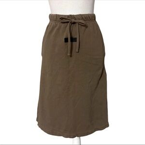 Fear Of Gods Essentials Skirt Womens Brown Cotton Elastic Waist Maxi FOG XXS
